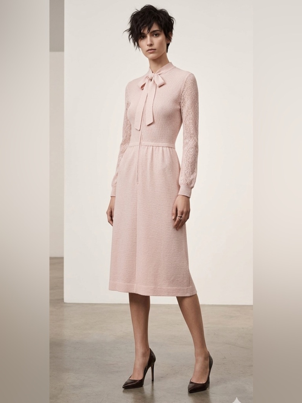 Vintage Made in Hong Kong, Ciaro sweater dress blush pink dress SIZE X-SMALL